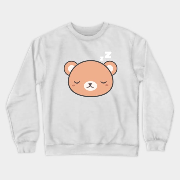 Sleepy Kawaii Cute Brown Bear Crewneck Sweatshirt by happinessinatee